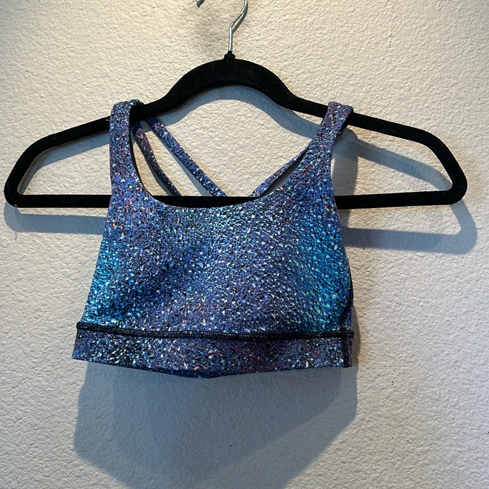 Lululemon Blue Cross back Sports Bra Size 2